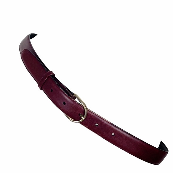Christian Dior Leather Belt Size 36 Burgundy Red Gold - Picture 2 of 12